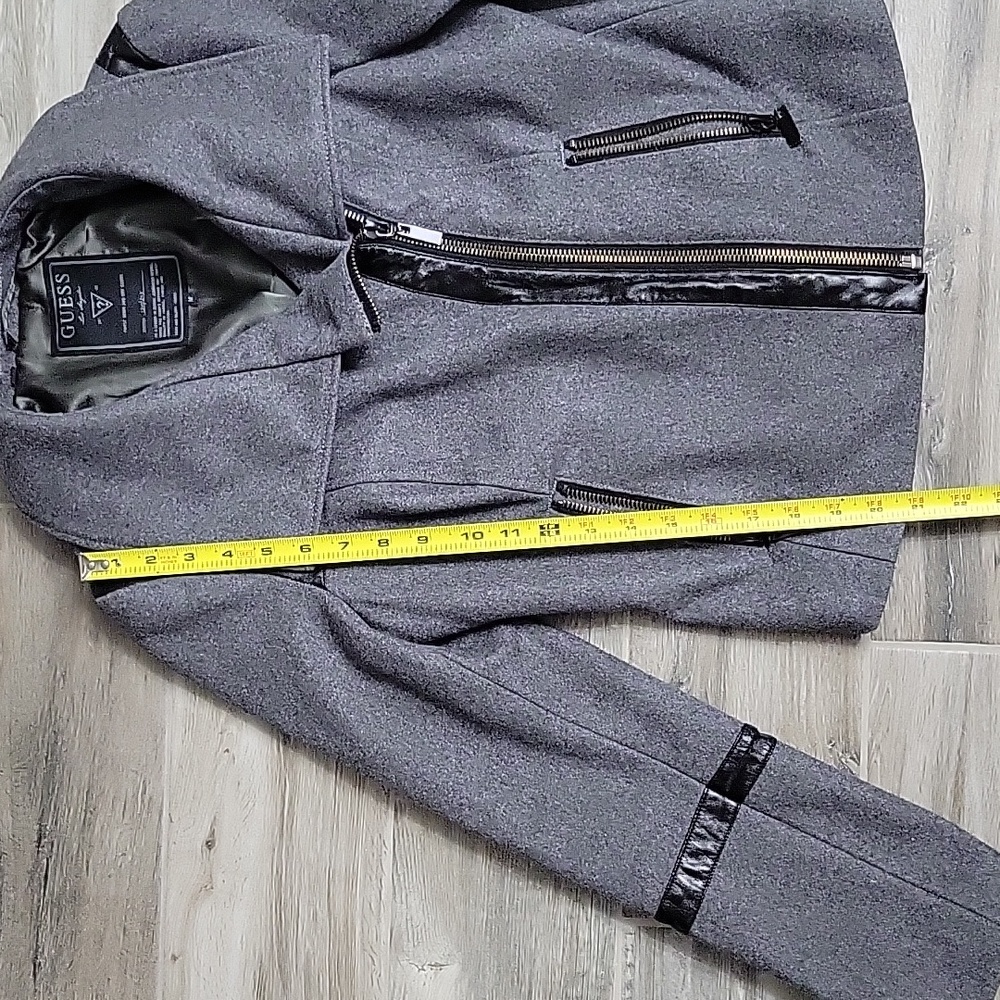 Guess grey and faux leather moto jacket Size Medium - Picture 6 of 15